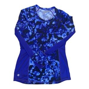 Athleta Vibrant Blue Patterned Long Sleeve Top